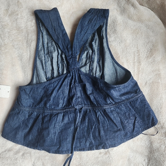 Free People Clean Coastal Denim Set Maxi Skirt Peplum Tank Dark Space Girl Wash - Picture 6 of 13